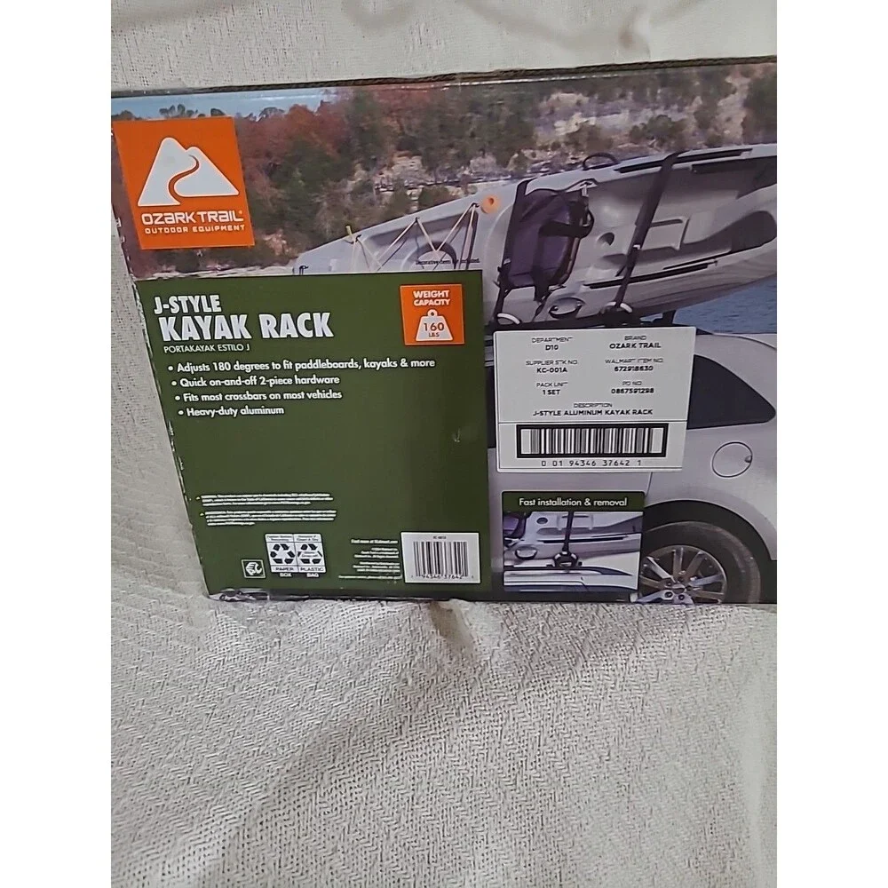 Ozark Trail J Style Kayak Rack 2-Pack Fits most vehicles have duty aluminum
